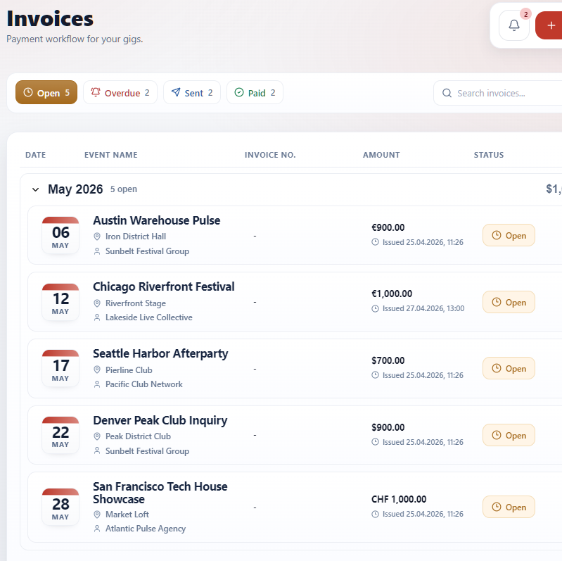 Cuefy invoice detail preview