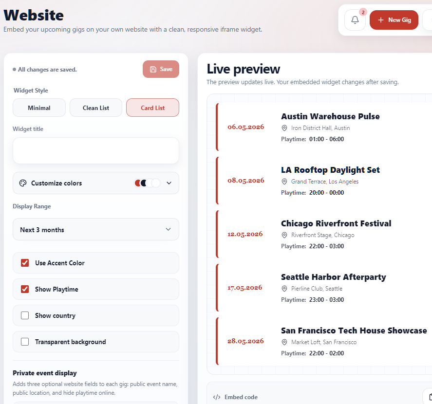 Cuefy website detail preview